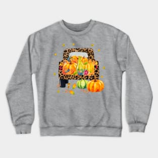 It's fall y'all Autumn Pumpkin Truck Buffalo plaid Crewneck Sweatshirt